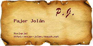 Pajer Jolán névjegykártya