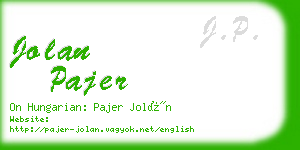 jolan pajer business card